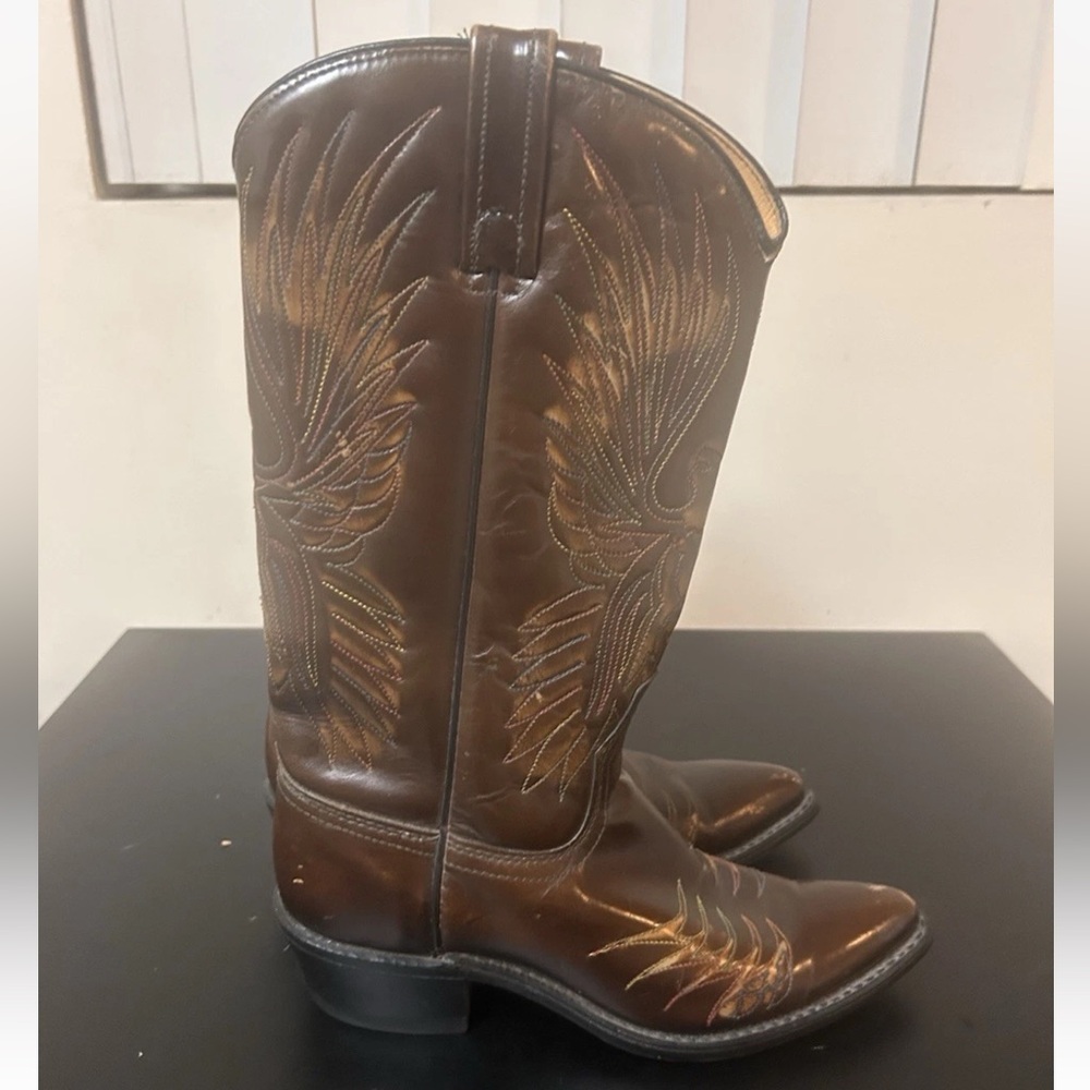 Vintage ACME Western Cowboy BOOTS Thunderbird Embroidered Womens 5.5 A 1974